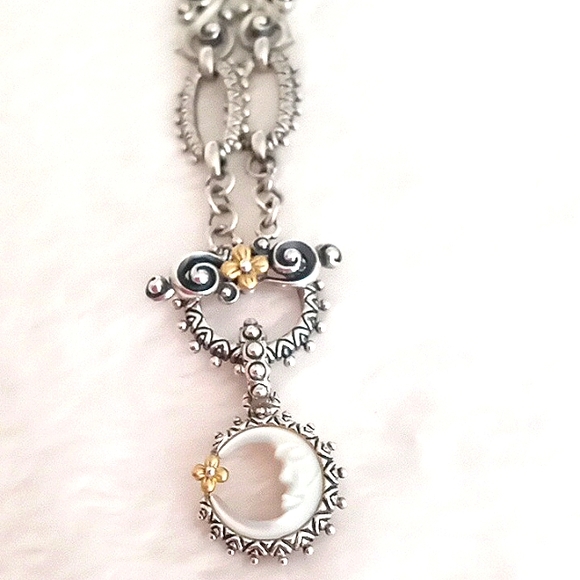 18" BARBARA BIXBY SIGNATURE STERLING SILVER AND 18k GOLD FLOWER TOGGLE NECKLACE - Picture 7 of 10